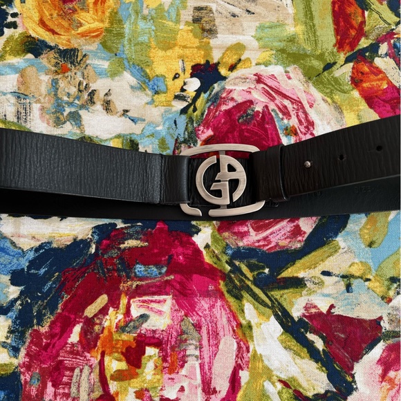 Authentic Giorgio Armani adjustable black leather belt size 54 - Picture 5 of 13
